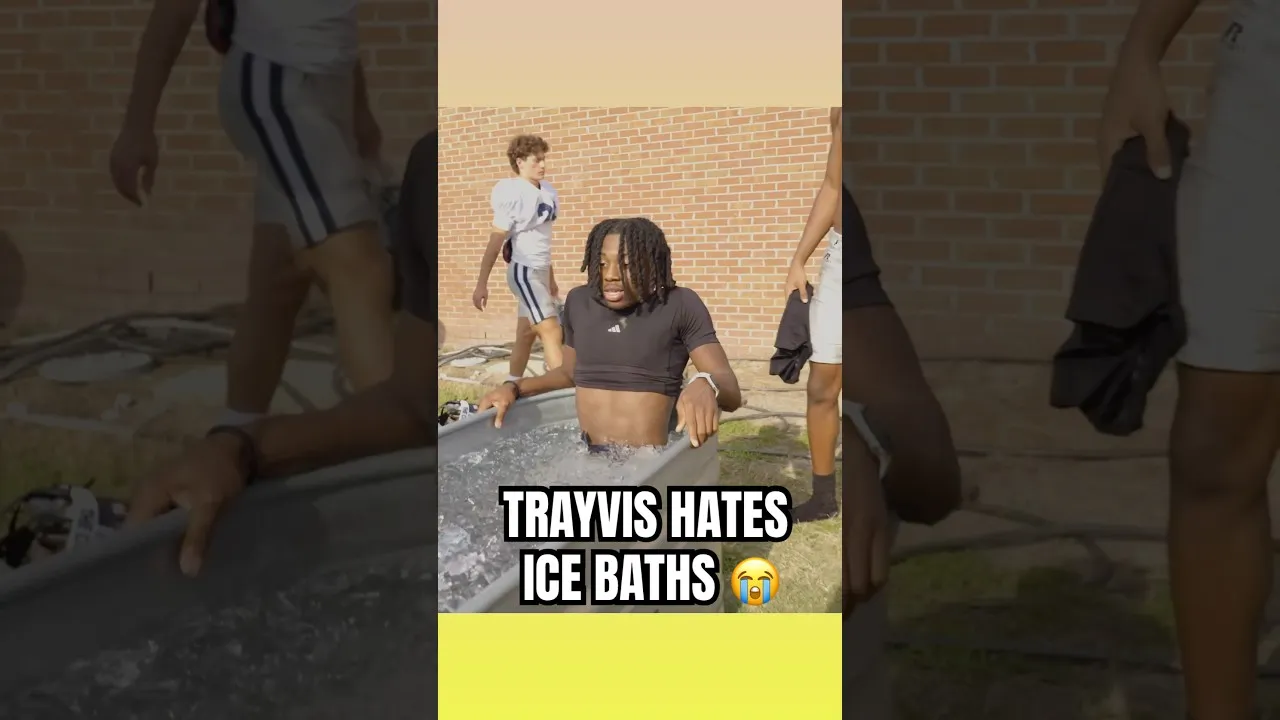 Nah ice baths are no joke 🥶 TAP IN TO WATCH EPSIODE 2 OF THE TRAYVIS HUNTER SHOW
